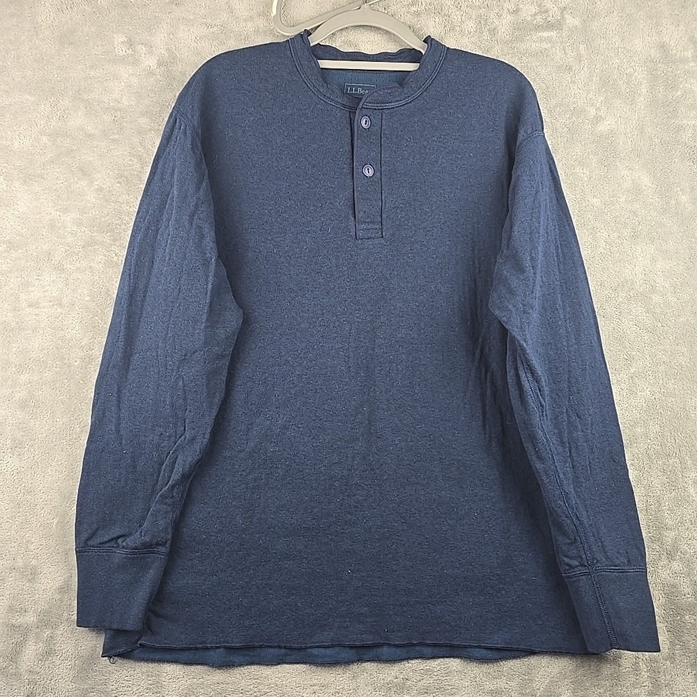 LL Bean River Drivers Shirt Mens XL Navy Blue Traditional Fit Wool Blend 2 Layer